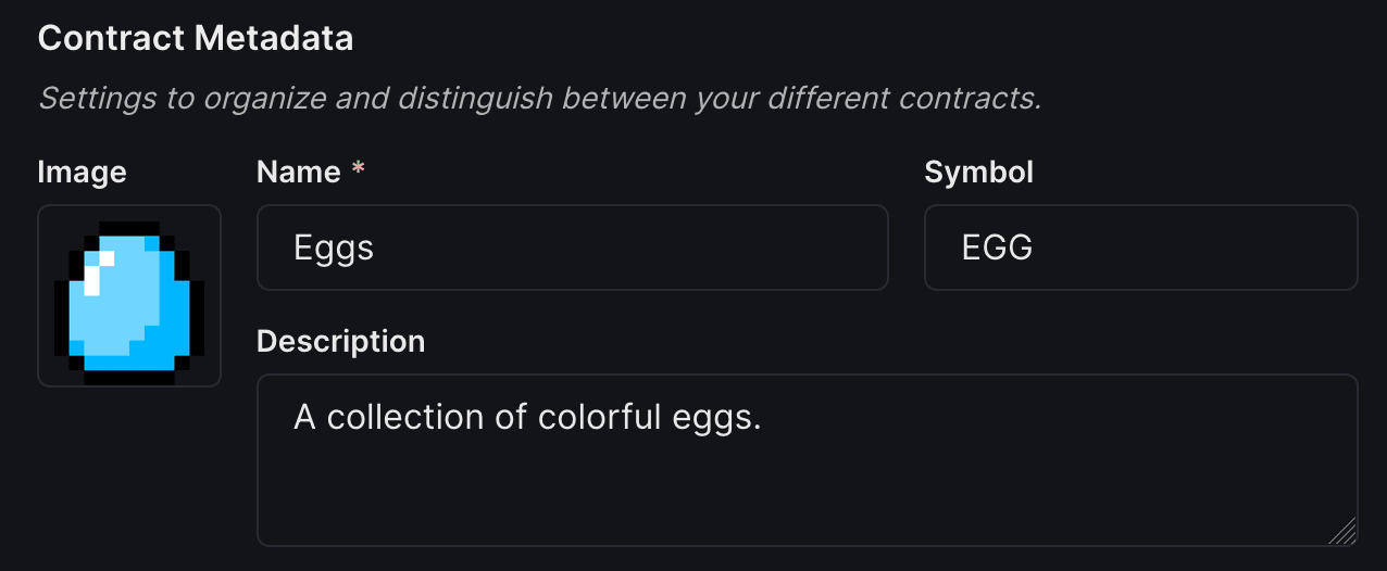 Contract metadata settings